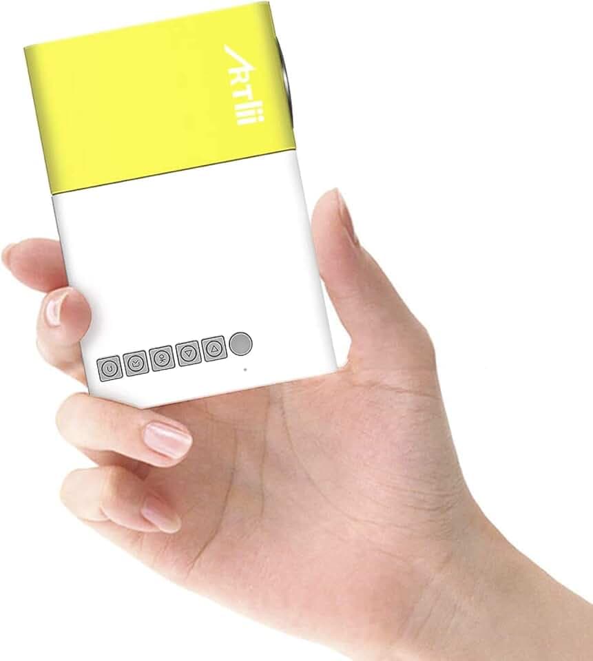Mini Beamer - Artlii Mini Projektor wie EIN Smartphone, Klein Beamer für Kinder Ferien Unterhaltung, Kompatibel mit Laptop, Android Smartphone, iPhone -Gelb
