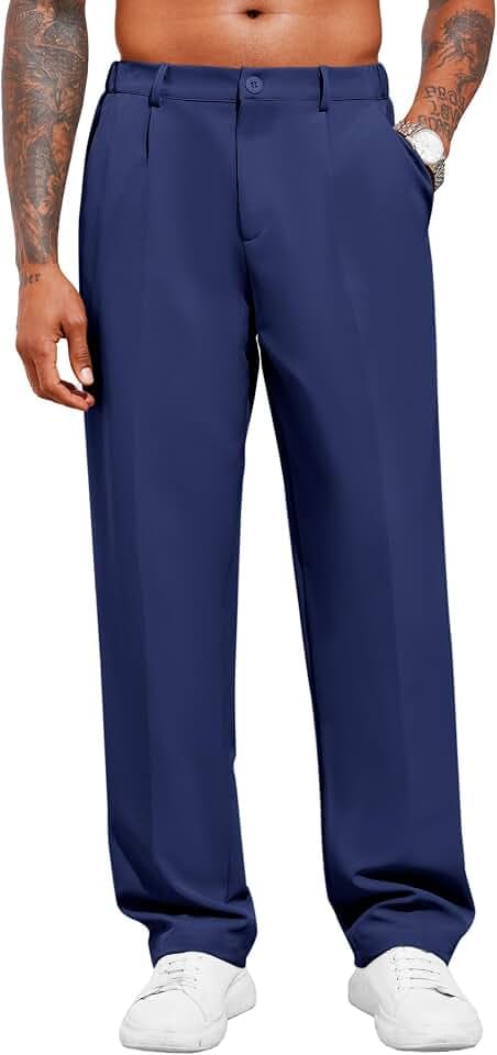 Runcati Herren Chino Hose Stretch Anzughose mit Taschen