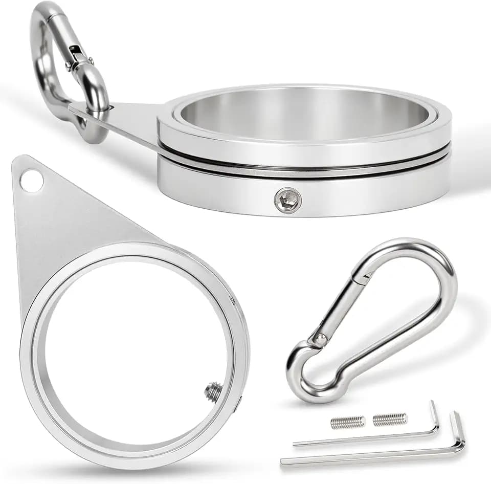 BONWIN 2" Large Flag Pole Rings, 2 Pcs Aluminum Alloy Spinning Flag Pole Ring Clips Swivels, 360° Rotating Anti Wrap Flagpole Ring Hardware with Stainless Steel Carabiners for 1.6-2" Diameter