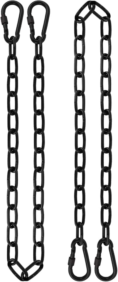 2 Pack 44in Hanging Chair Chain with 4 Carabiners, 500LB Capacity Hanging Kits Heavy Duty Hanging Chair Hardware for Hammock Swing Punching Bags Sandbag Indoor Outdoor Yoga Gym (Black,44in)