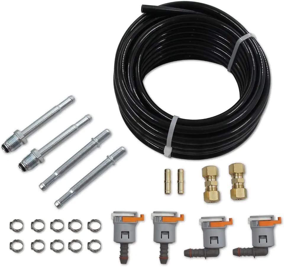 25 Feet 3/8" Nylon Fuel Line Tubing Replacement Fuel Line Repair Kit 3/8 in