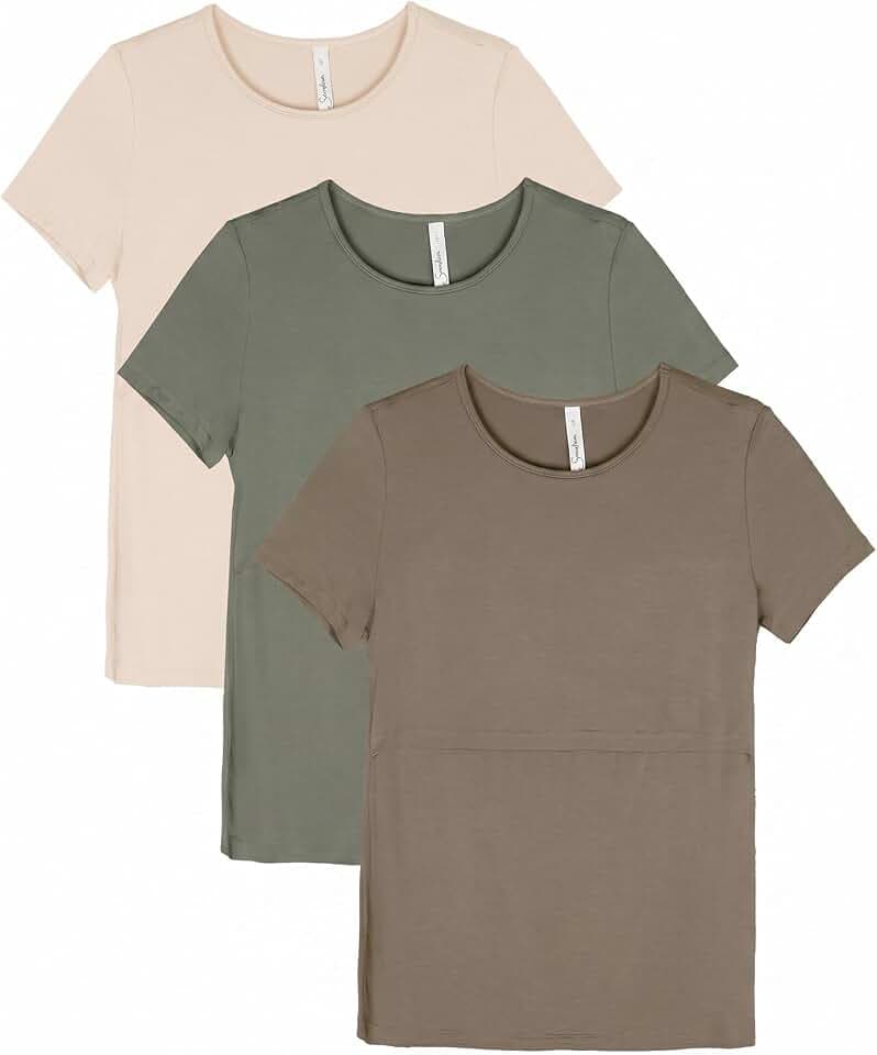 Sosolism 3er-Pack Stillshirts Damen Umstandsmode T-Shirt S-XXL