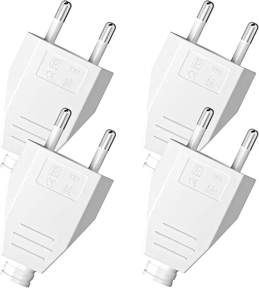 Eurostecker Flach 4 Stück, 220V/2.5A Schuko Stecker Flach, Flacher Eurostecker, Euro Stecker, Stromstecker Flach, Stromstecker für Europa