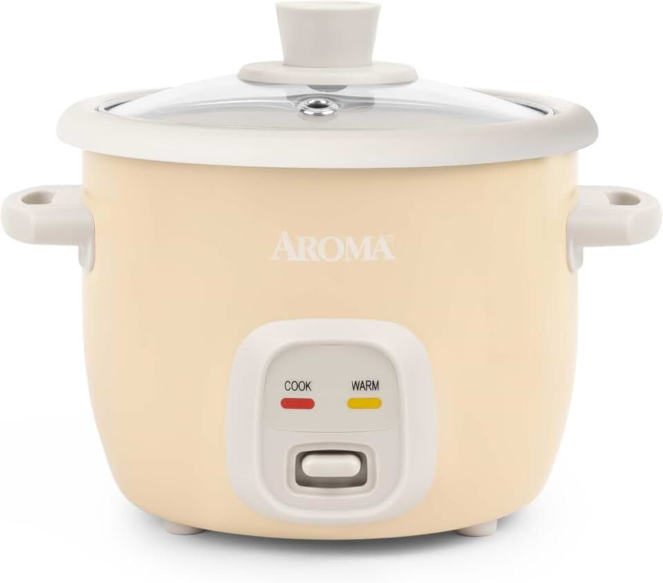 AROMA® Mini Rice Cooker, 2-Cup (Uncooked) / 4-Cup (Cooked), Grain Cooker, Soup Maker, Oatmeal Cooker, Auto Keep Warm, 1 Qt, Milk Tea, ARC-302NGMT