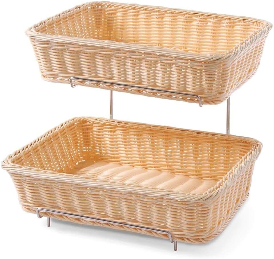 HENDI Brotkorb-Set, 2x Brotkörben mit Chromgestell - verstärkt mit Edelstahlrahmen, Brotmulde, Brotkörbchen, Brötchenkorb, GN1/2, 360x280x(H) 290mm, Polypropylen