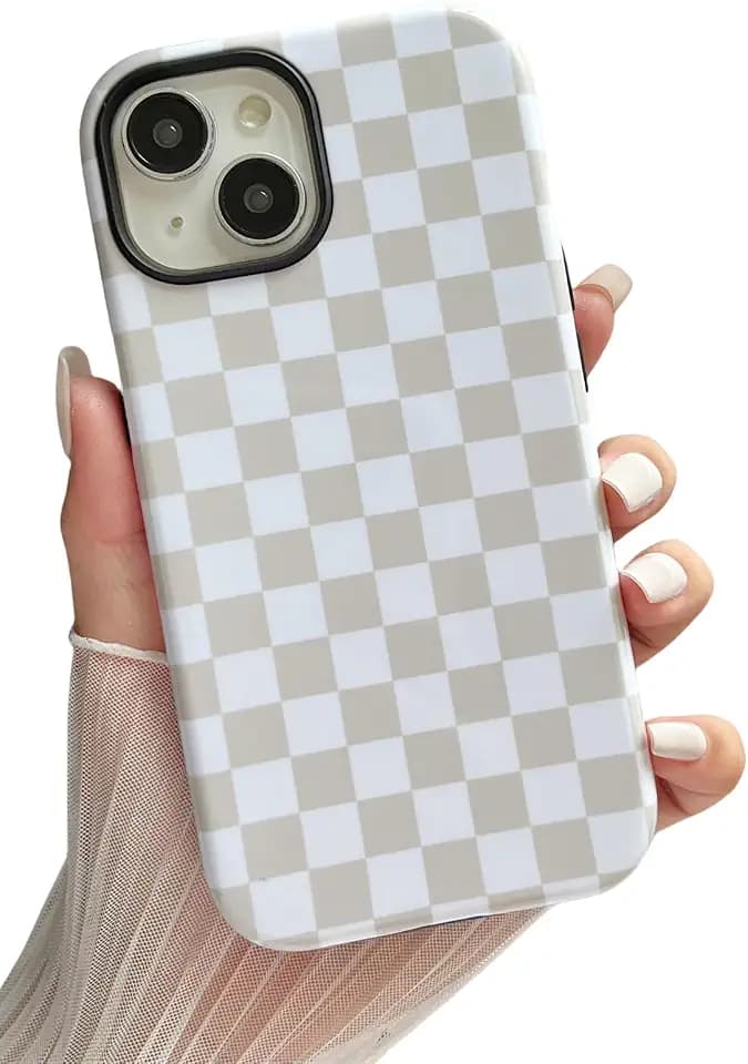 Longlayss Compatible with iPhone 15 Case Cute Checkered Phone Case