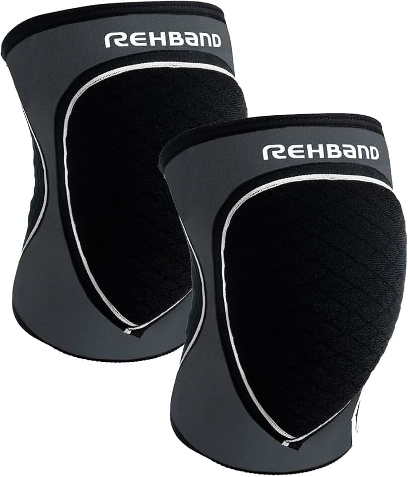 Rehband Knieschützer für Volleyball, Handball & Hallensport, Neopren Knieschoner komfortabel & enganliegend, Sport-Knieprotektor für Damen & Herren, Farbe:Stahl Grau - 1 Paar, Größe:M