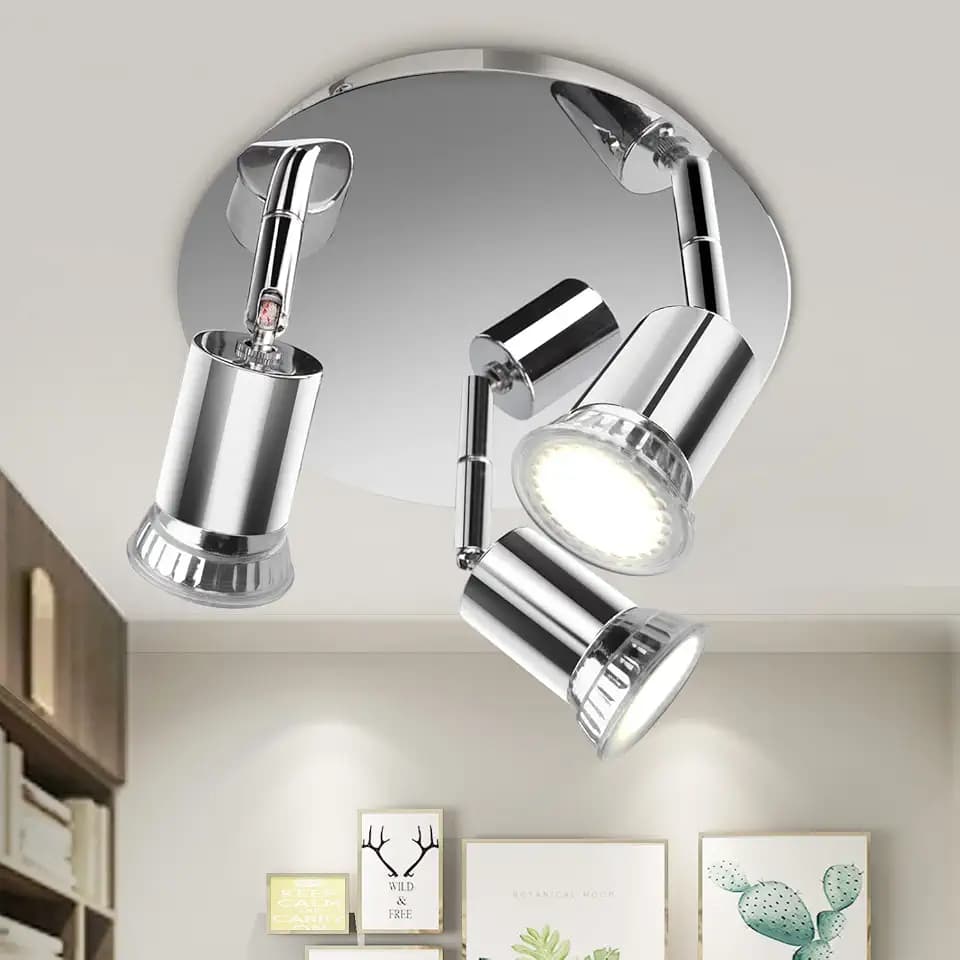Aigostar LED Deckenstrahler 3-in-1, Schwenkbarer Runde LED Deckenspot für Wohnzimmer, Schlafzimmer, Küche uvm. (Ohne Glühbirne)