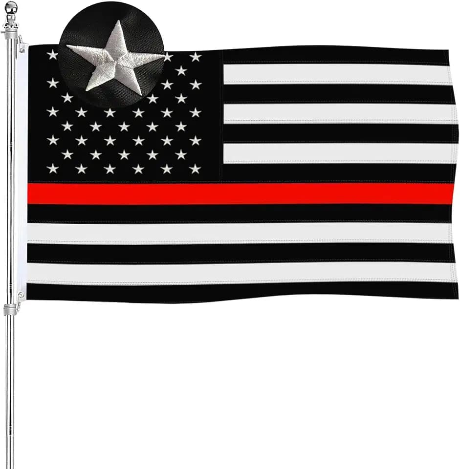 Thin Red Line Flag 4x6 Firefighter American Flag Embroidered Outdoor Heavy Duty 210D Thin Red Stripe Flag Banners with 2 Metal Grommets