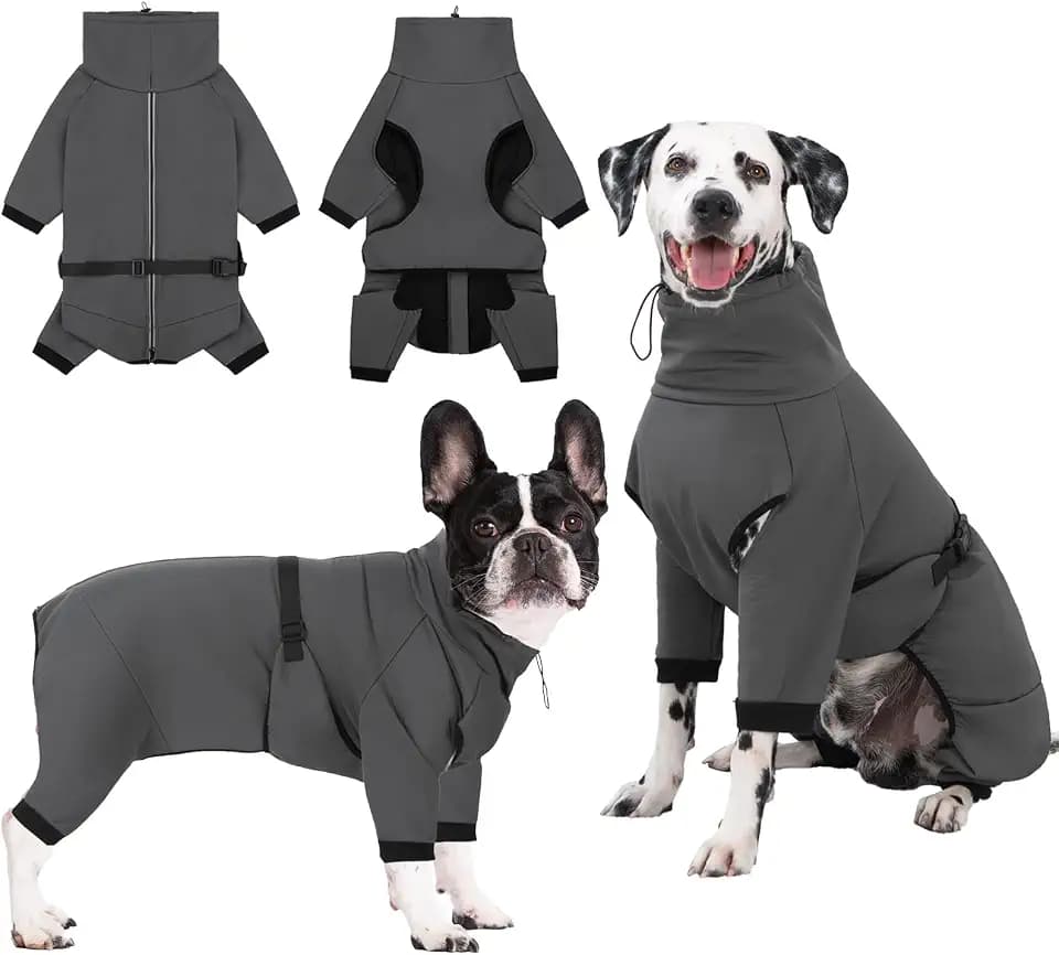 Hundemantel Wasserdicht Warm mit Beinen Hundejacke Winter Reflektierend Reißverschluss Hundemantel Warm Hundepullover Fleece Mantel Hund Winterjacke Wasserdicht Hundebekleidung Regenmantel
