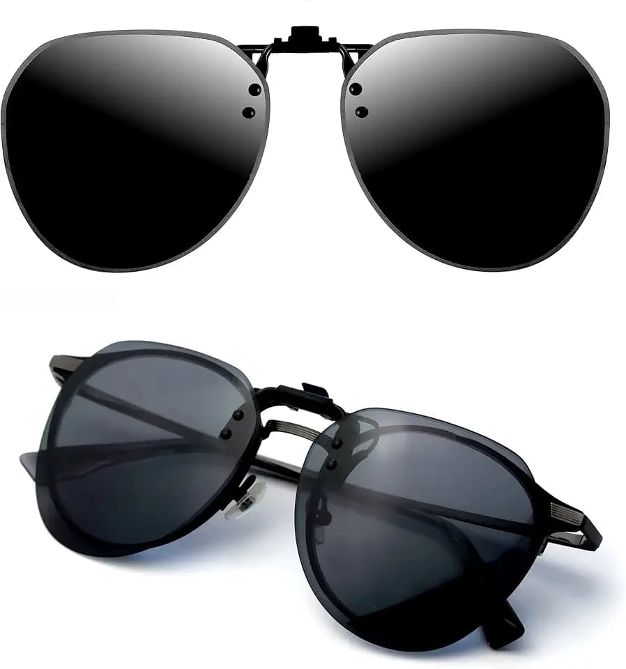 Polarisiert Sonnenbrillen Aufsatz Brille, Sonnenbrille Clip, Anhebbar und Ultraleicht, Herren, Damen 100% UV400
