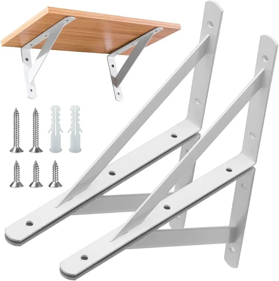 4 Stück Regalhalterungen Schwerlast-Träger 90 Grad Wand-Winkel Regalhalterung Metall Regalträger mit Schrauben Wand Regalträger Eisen Regalwinkel für Winkel Regal (300×190mm)，Weiß