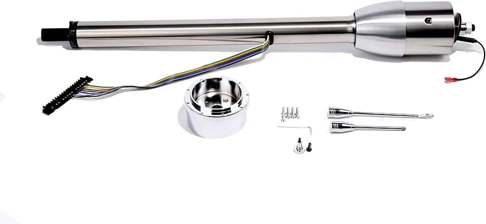 28" Polish Tilt Manual Universal Steering Column w/ 9 Hole Wheel Adapter No Key