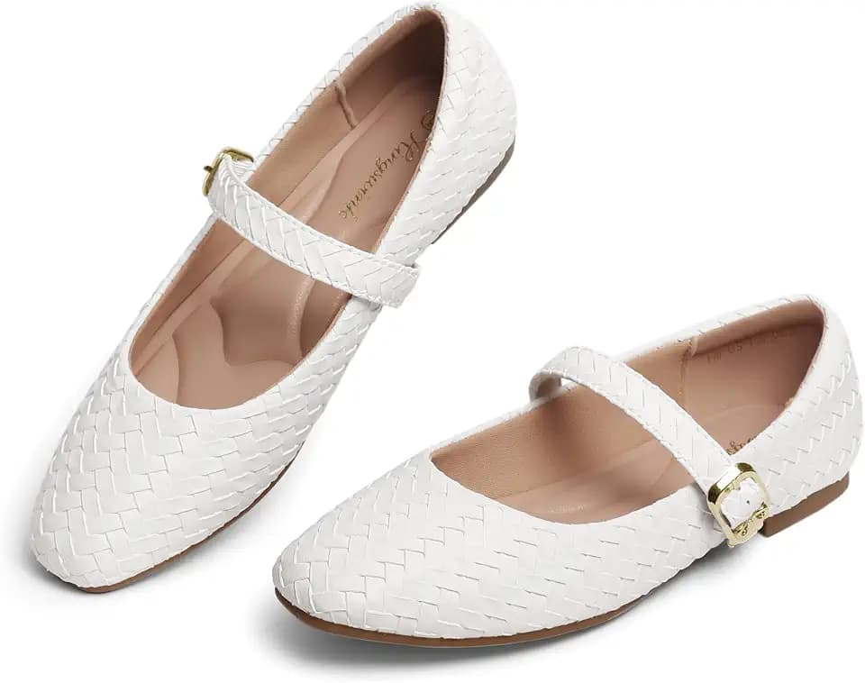 Mary Jane Shoes Women Woven Ballet Flats