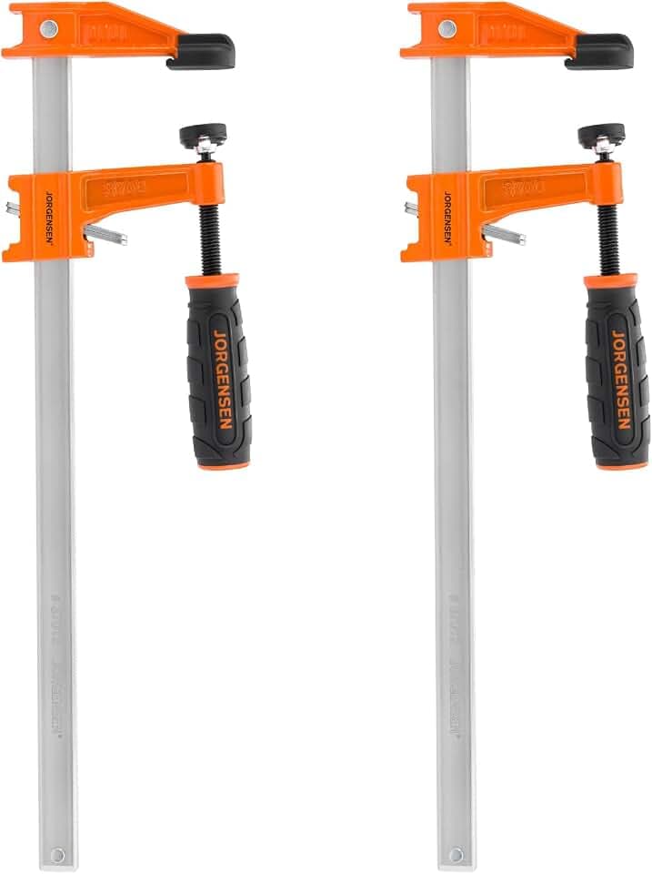JORGENSEN 2-Pack 12" 600LB Medium Duty Steel Bar Clamps for Woodworking