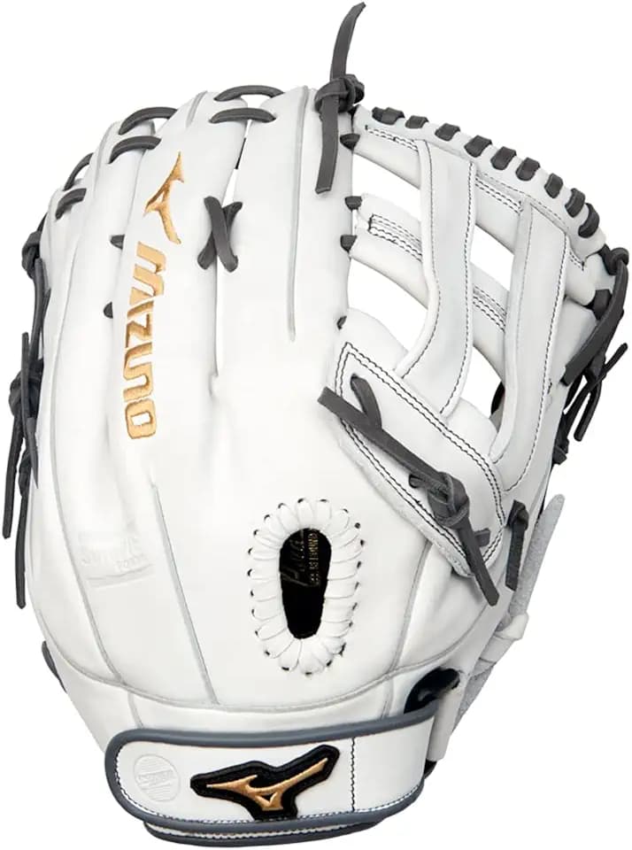 Mizuno GMVP1300PF4W MVP Prime Fastpitch Softball Glove 13", H Web, Right Hand Throw, WHITE-GREY