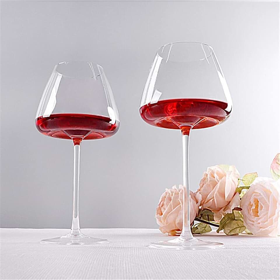 Bleifreier Kristall-Kelch mit konkavem Boden, Rotweingläser, Kelch (2 Stück) – schwarze Fliege, Kristall, Weinglas, Champagnergläser, Bordeaux-Cocktail-Glasbecher