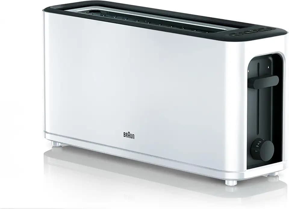 Braun Household HT3100WH Toaster, 1 Schlitz mit 7 Bräunungsstufen, 1000 W, Weiß