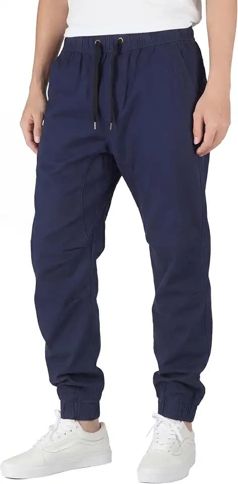 ITALYMORN Mens Cotton Stretch Chino Joggers, Slim Fit Casual Khaki Pants