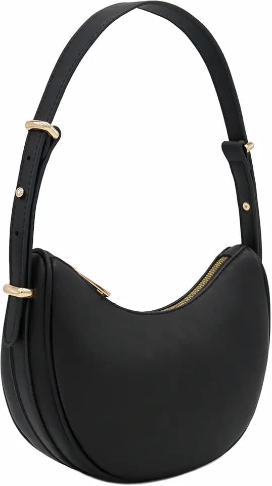 FashionPuzzle Small Crescent Smooth Faux Leather Underarm Shoulder Bag