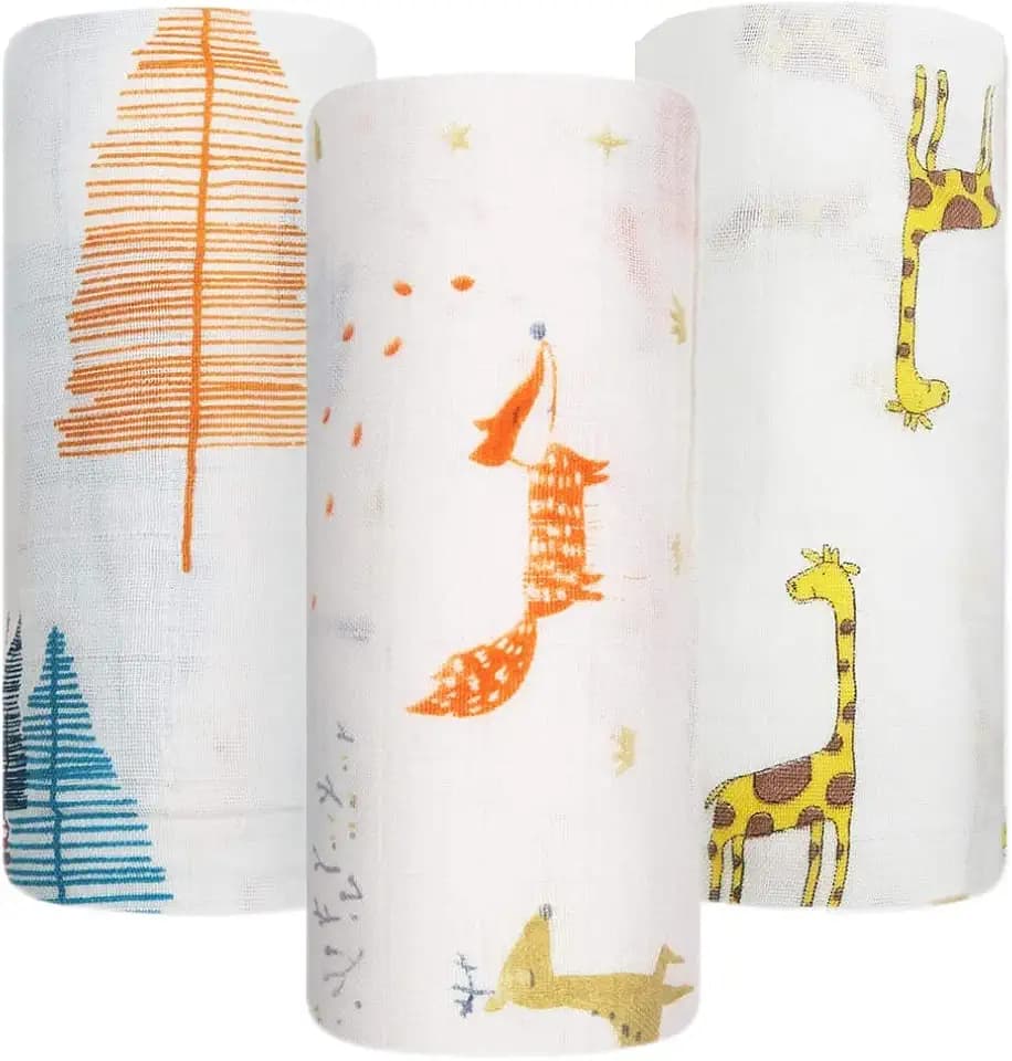 Große Musselintücher für Babys, 3er-Pack, 120 x 120 cm, Musselin-Wickeldecken, große Musselin-Quadrate und Empfangsdecke für Neugeborene und Kleinkinder, Essentials, Bio-Baumwolle