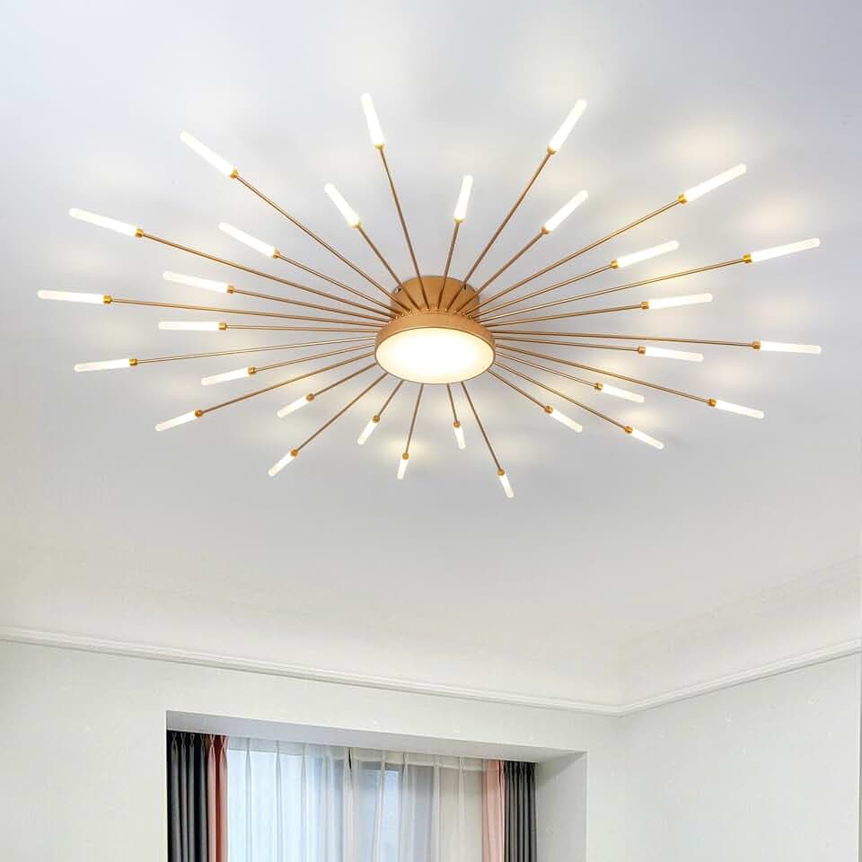 LED Deckenleuchte Wohnzimmer,Wohnzimmerlampe Moderne Minimalistische Deckenlampe Innen Dekorative Deckenbeleuchtung für Wohnzimmer, Schlafzimmer und Büro(30+1 Köpfe, Gold)