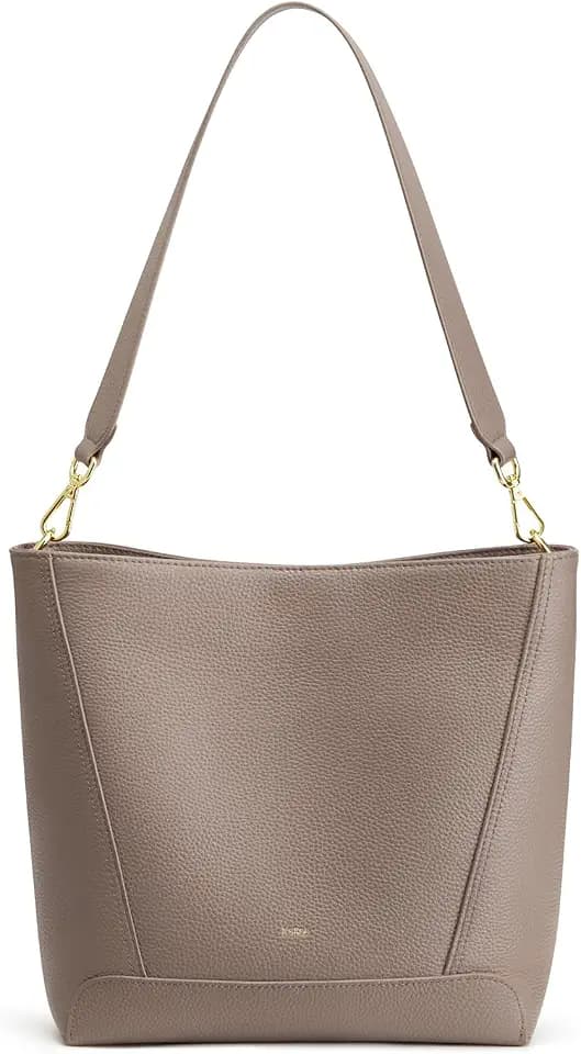 Kattee Leather Purses and Handbags, Bucket Bags for Women, Top Grain Leather Tote Shoulder Crossbody with 2 Straps