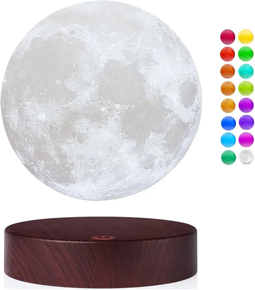 mond lampe 3D Druck magnetschwebende mondlicht Lampen Rotierende Schwebende Mondlampe für Zuhause, Büro Decor (Dunkles Holz)