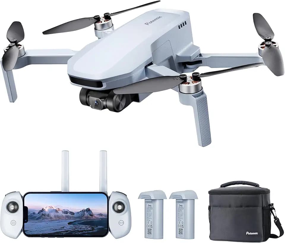 Potensic ATOM SE GPS Drohne mit 4K EIS Kamera, 2 Akkus 62 Min. Flugzeit, unter 249g, C0, 4KM FPV Übertragung, Bürstenloser Motor, Max.16m/s, Follow-Me/autom. Rückkehr, für Anfänger Erwachsene