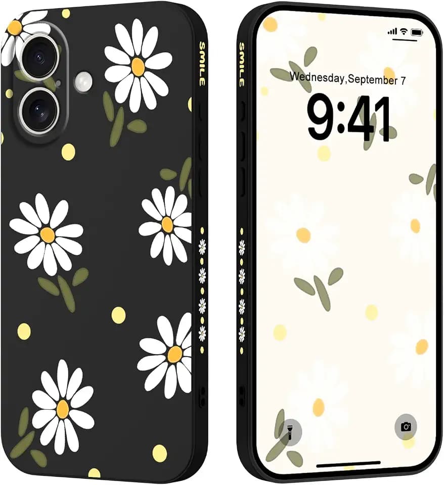 LEECG for iPhone 17 Case, Liquid Silicone with Floral Pattern Design