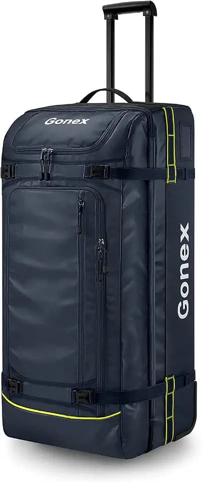Gonex Rolling Duffle Bag with Wheels, Waterproof PVC Luggage, 33 in, Navy
