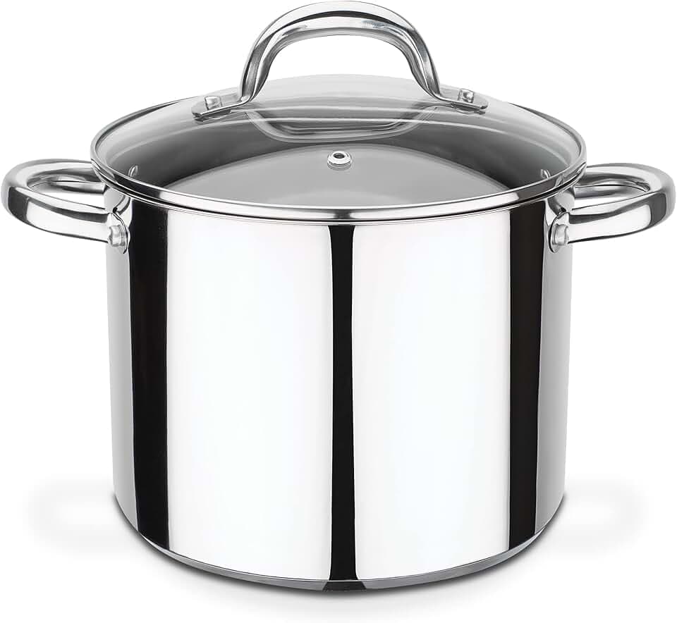 GSW Gemüsetopf Montreal – hochwertiger Kochtopf mit Deckel, sichere Kaltmetallgriffe, Topf auch für Induktion und Backofen geeignet – Edelstahl, 20 cm, 5 Liter, Silber