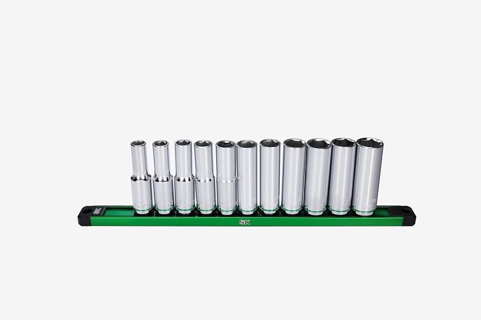 SK Tools USA 1/2" Drive, 11 Piece, 6 Point, Metric, Deep Chrome Socket Set