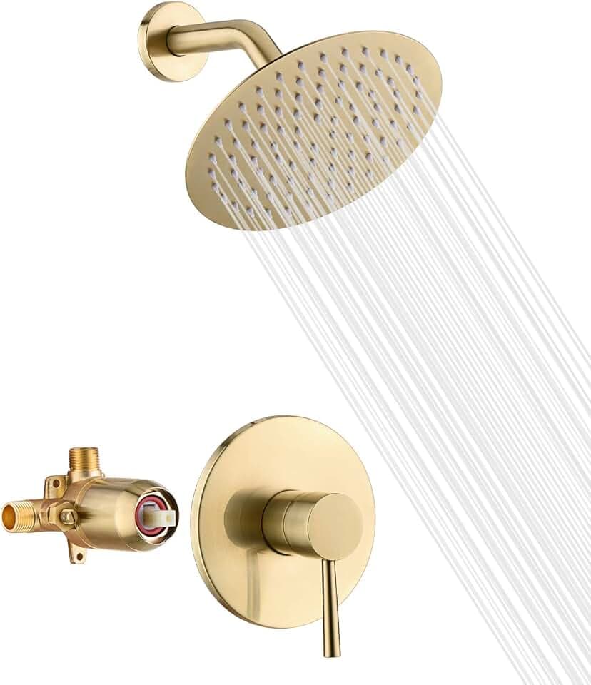 SUMERAIN Shower Faucet Set Brushed Gold Single Handle, 8 Inches