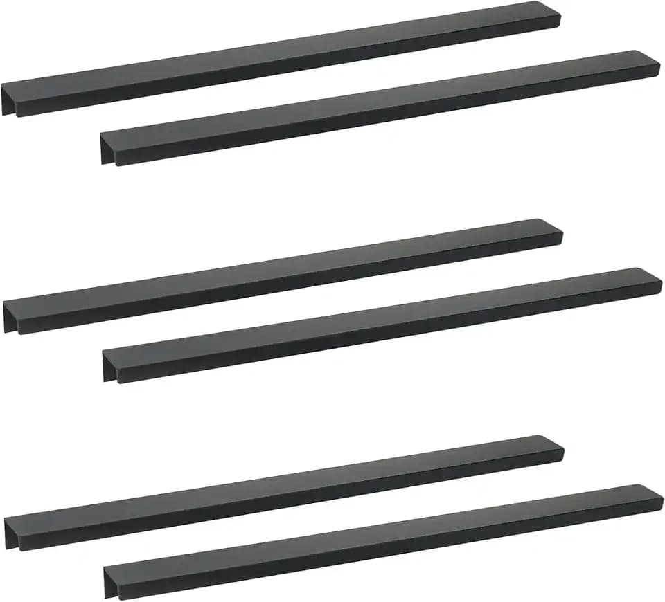 15.75 Inch Finger Pull 6Pcs, 12.6 Inch Hole Centers, Aluminum Alloy, Black