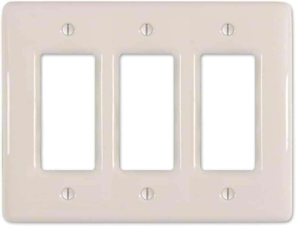 Amerelle 3000RRRBT Metro Wallplate, 3 Rocker, Ceramic, Biscuit, 1-Pack