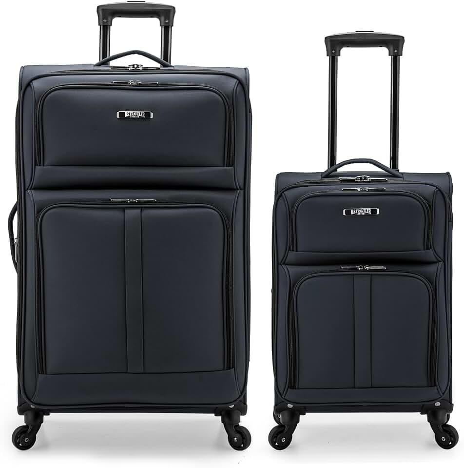 U.S. Traveler Anzio Softside Expandable Luggage with Spinner Wheels, Dark Grey, 2-Piece Set (22/30)