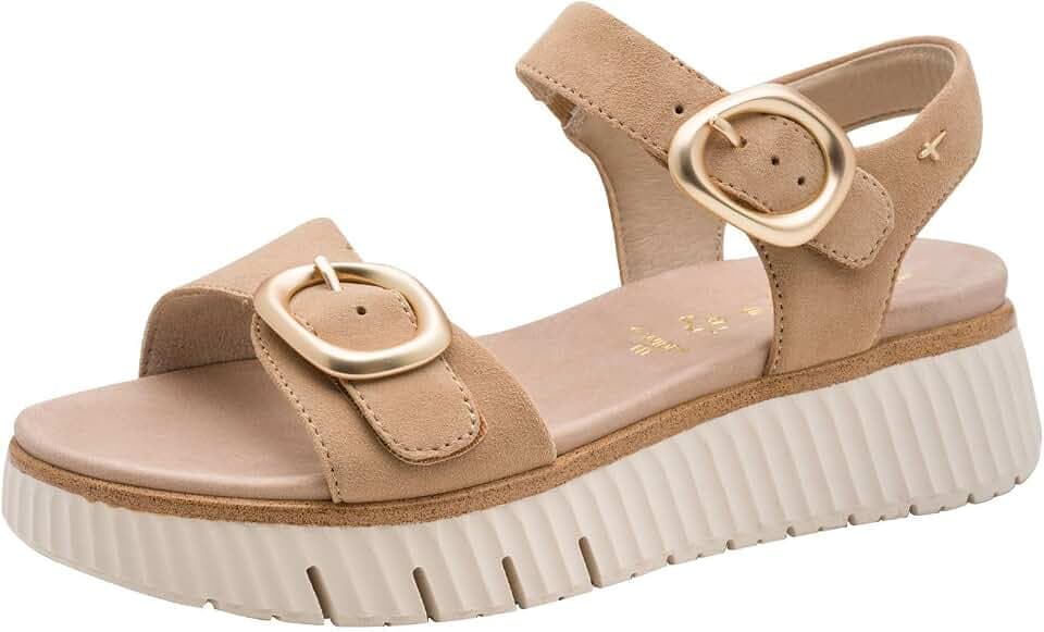 Tamaris COMFORT Damen Wedge/Plat Sand MultiAdjustable CAMEL SUEDE 38