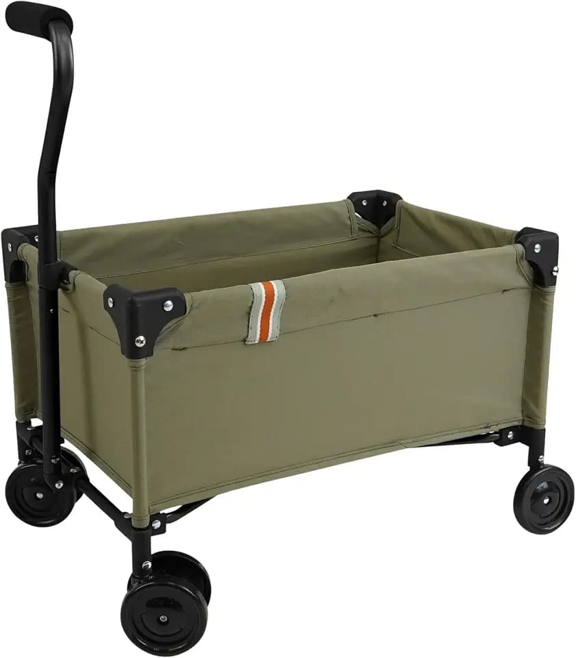 509 Crew: Little Wagon - Khaki - Folding Pull-Along Cart, Adjustable Handle, Canvas-Metal Frame, Transport Toys-Dolls-Stuffed Animals, Kids 3+