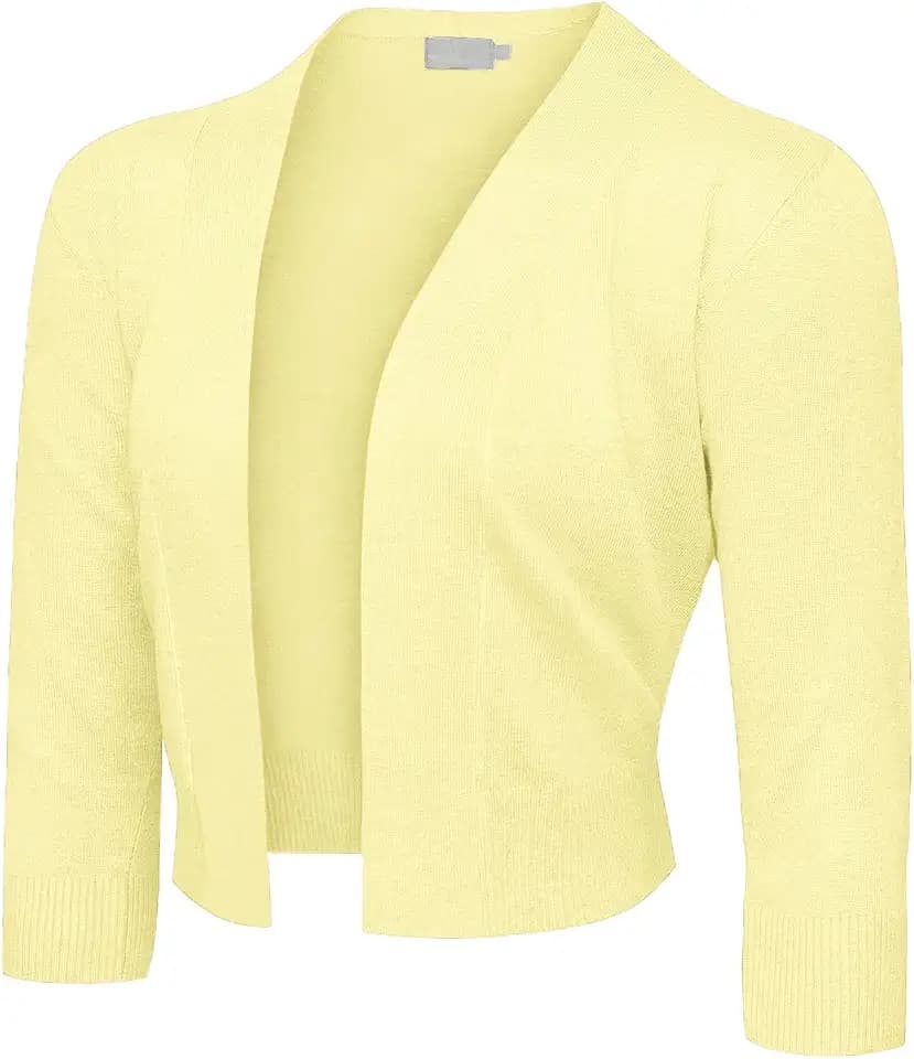 G-Style USA Women's 3/4 Sleeve Open Front Lightweight Cropped Shrug Cardigans Sweaters (S-XL)