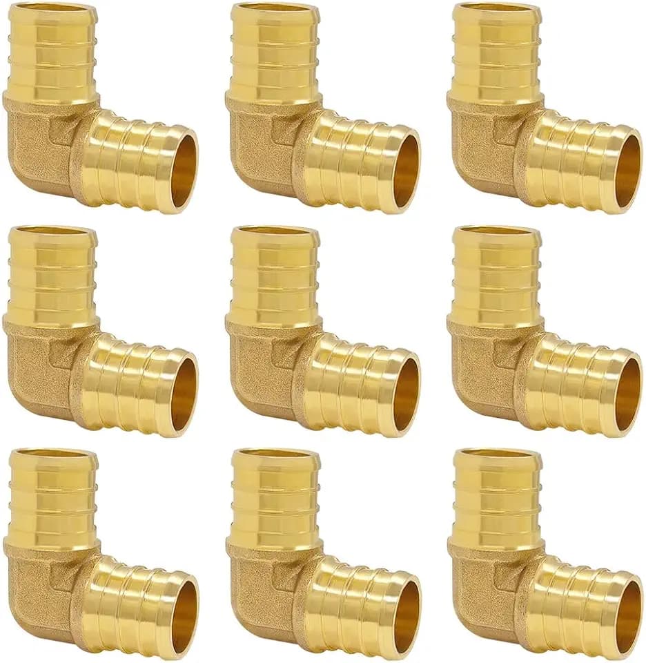 Hooshing 9 Pack 3/4" PEX 90 Degree Elbow, Brass Crimp Fittings