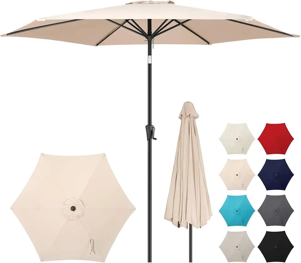 10 ft Patio Umbrella Outdoor with Push Button Tilt, Beige