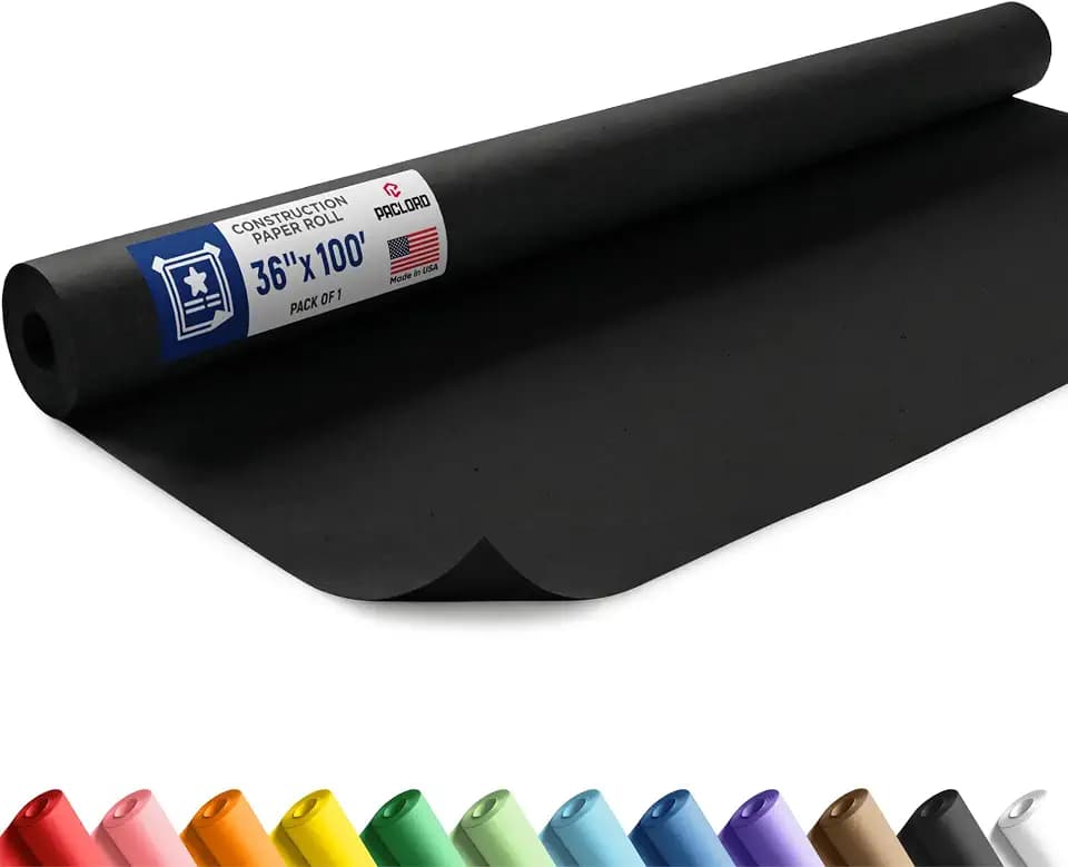 Black Construction Paper Roll 36" x 100 ft – Made in USA – 36" Bulletin Board Paper for Classroom & School, Teachers & Kids