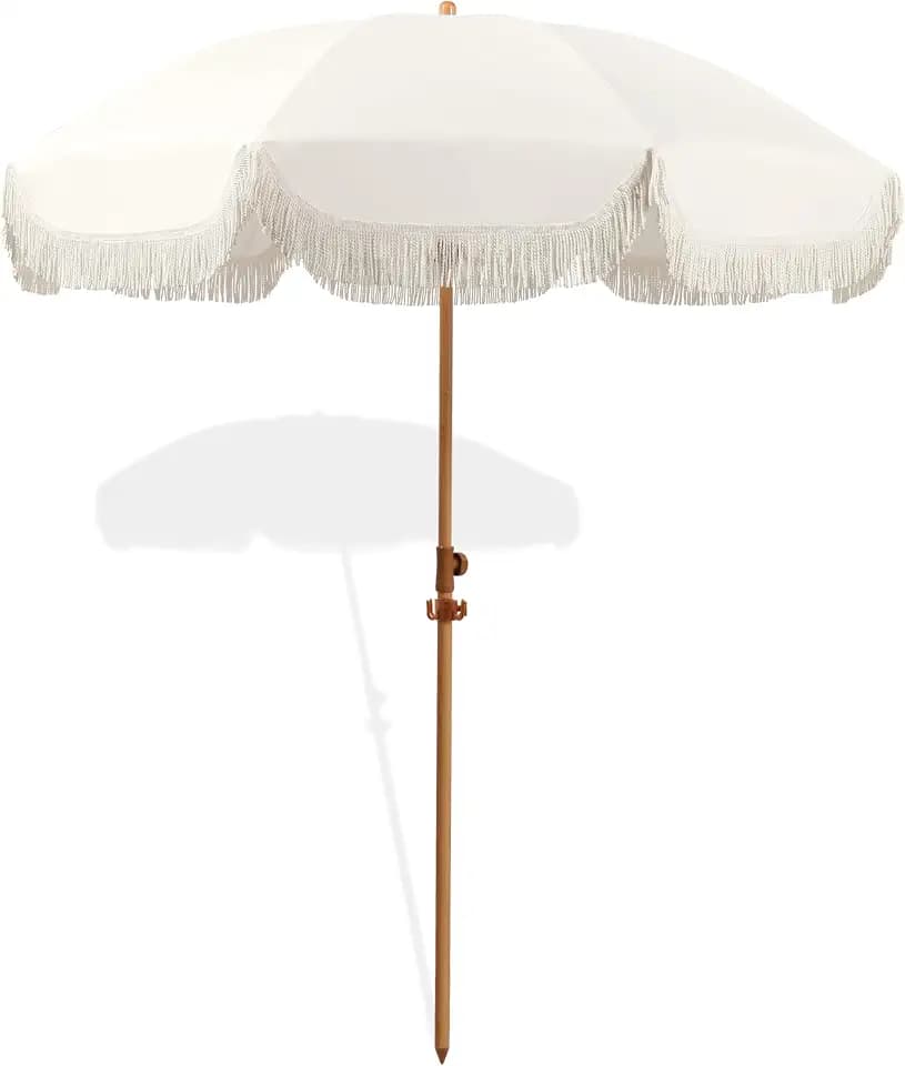 Seazul 6.5ft Patio Umbrella with Fringe, Beach Umbrella, Fringe Umbrella
