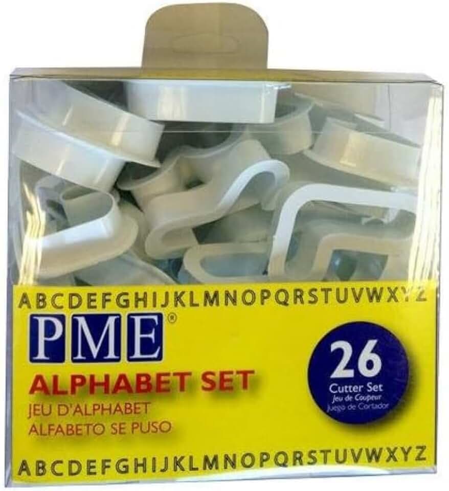 PME AN300 Jem Alphabet-Ausstecher zum dekorieren von Zuckerarbeiten und Kuchen, Sortiment, Kunststoff, Ivory, 5 x 1.3 x 5 cm, 26-teilig
