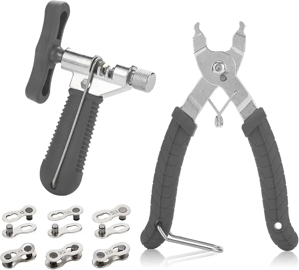 Bike Link Plier Chain Breaker Splitter 6 Pairs Bicycle Missing Link, Qkurt Chains Plier Quick Links Pliers for 6-10 Speed Chains Repair Professional Bicycle Chain Tool Kit, Gray