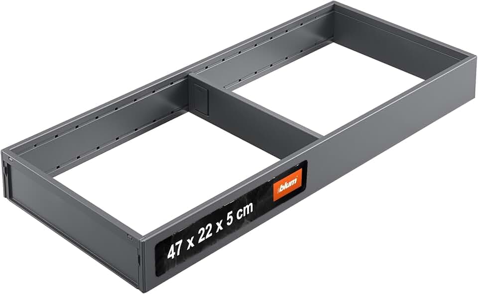 Blum AMBIA-LINE Schubladen-Organizer Stahl 47×20×5 cm | Oriongrau | Küche