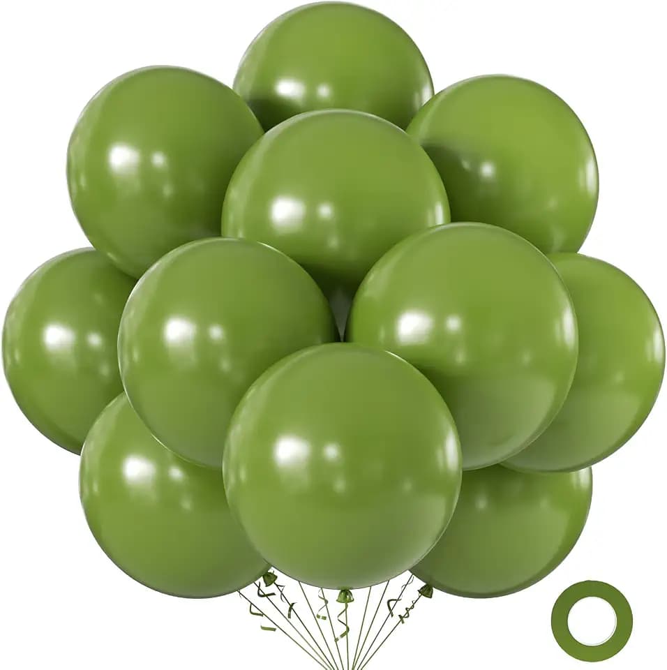 KALOR Olive Green Balloons 18 Inch 24 Pack Matte Helium Latex Round Balloons for Birthday Wedding Graduation Bridal Shower Baby Shower Party Decorations