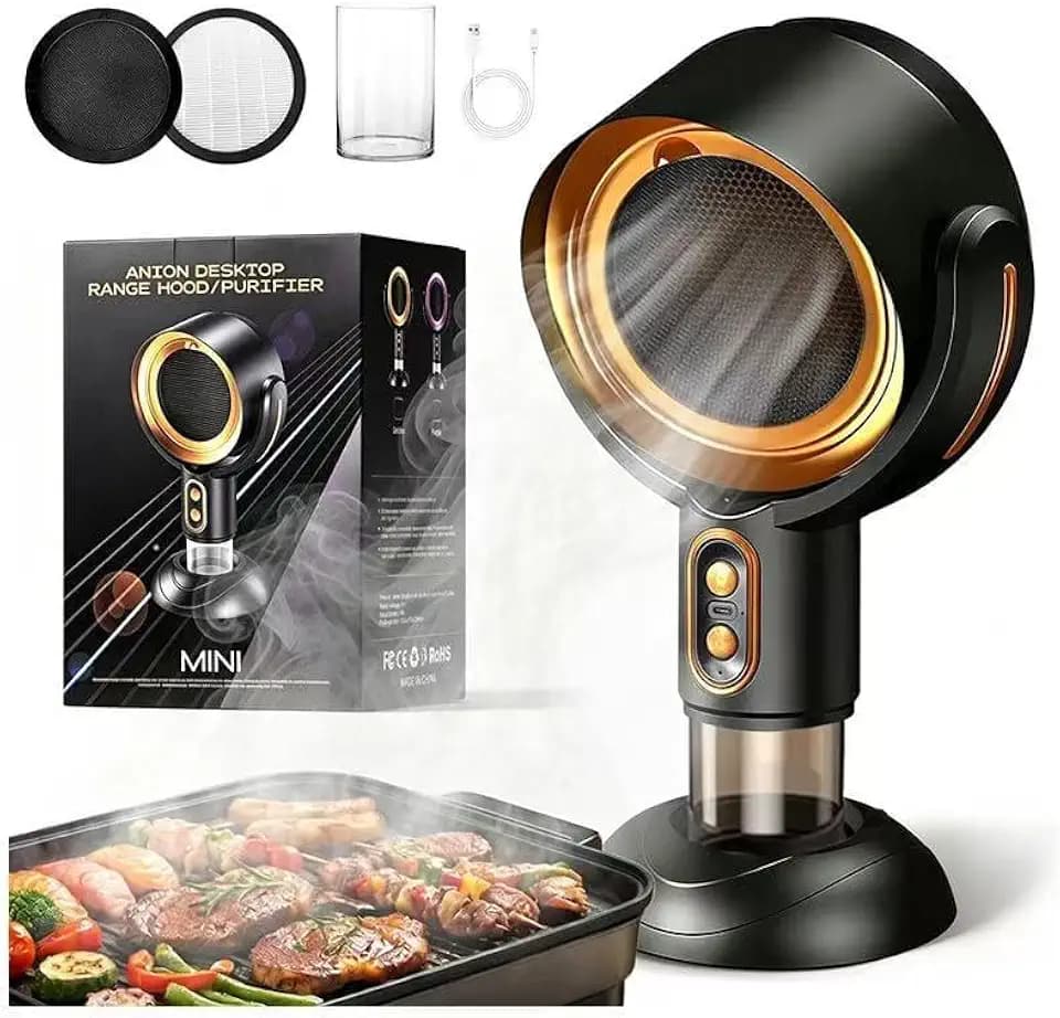 Portable Range Hood - Removable And Washable Filter, Kitchen Exhaust Fan Desktop Ventilation Fan For Kitchen for Indoor BBQ, Hot Pot