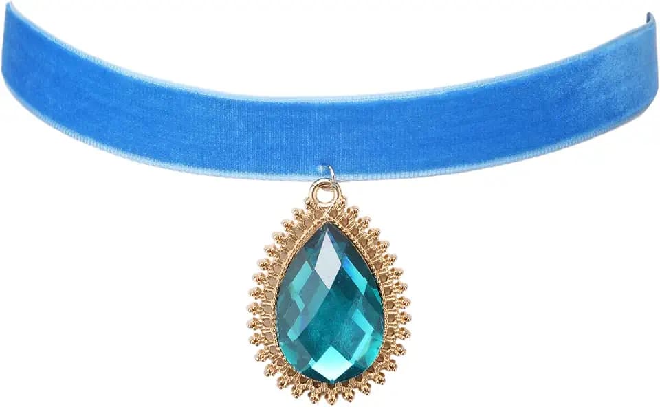 RareLove Blue Choker Rhinestone Teardrop Renaissance Necklace for Women